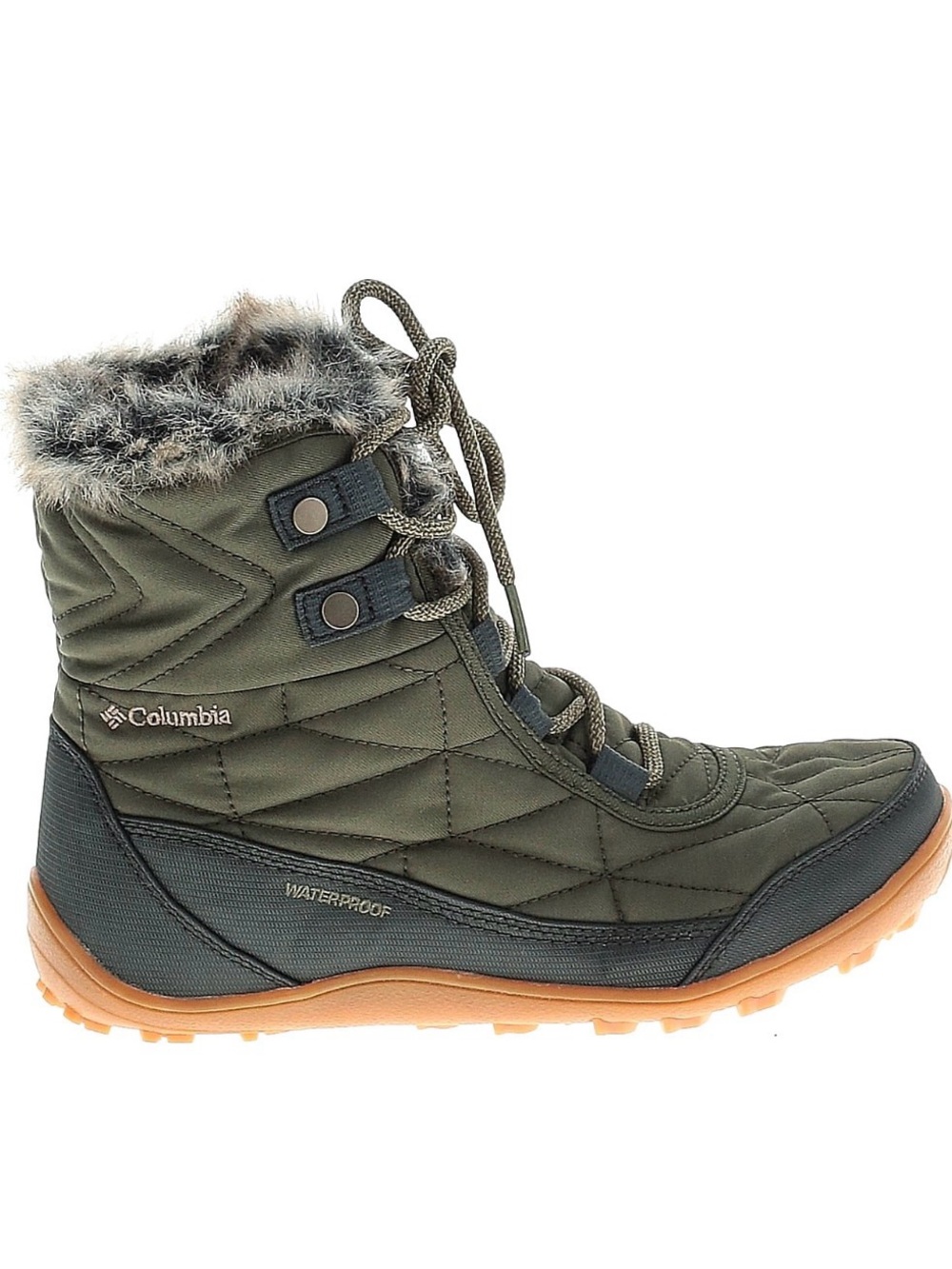 NWOT Columbia Olive Green Waterproof Winter Boot with Faux Fur Cuff